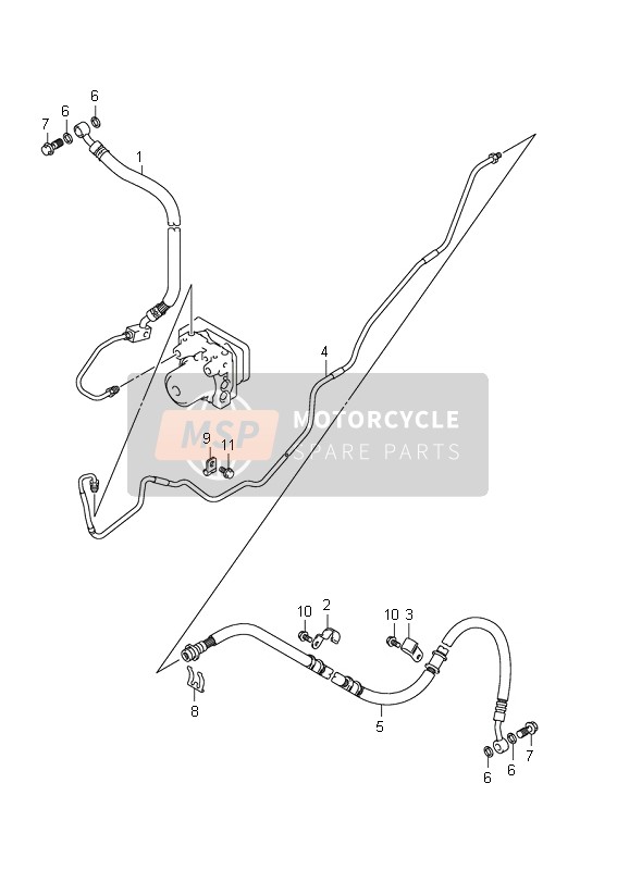 Suzuki AN400(A)(ZA) BURGMAN 2011 Manguera de freno trasero (AN400ZA E2) para un 2011 Suzuki AN400(A)(ZA) BURGMAN